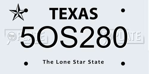 5OS280 Texas License Plate