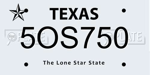 5OS750 Texas License Plate