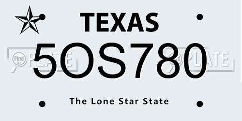 5OS780 Texas License Plate