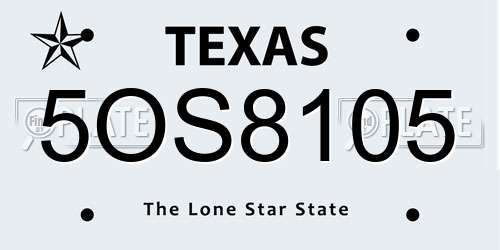 5OS8105 Texas License Plate
