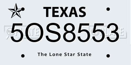 5OS8553 Texas License Plate