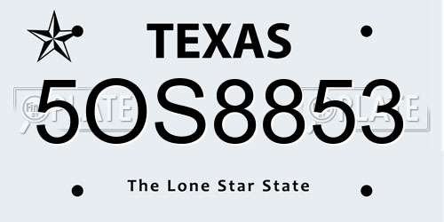 5OS8853 Texas License Plate