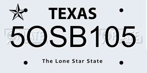5OSB105 Texas License Plate