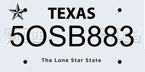 5OSB883 Texas License Plate
