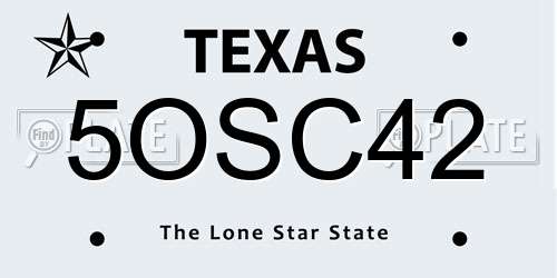 5OSC42 Texas License Plate