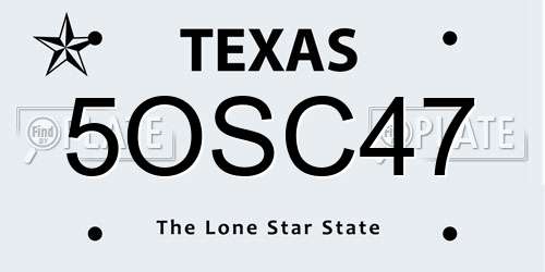 5OSC47 Texas License Plate