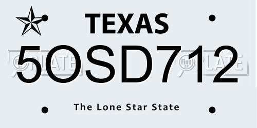 5OSD712 Texas License Plate