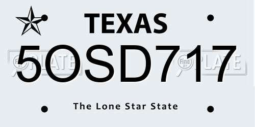 5OSD717 Texas License Plate