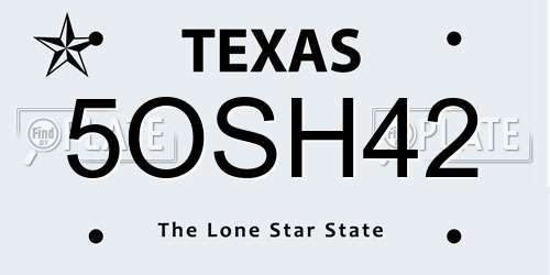 5OSH42 Texas License Plate