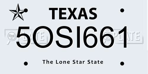 5OSI661 Texas License Plate