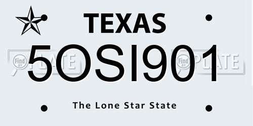 5OSI901 Texas License Plate