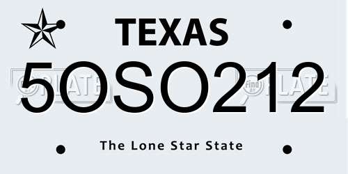 5OSO212 Texas License Plate