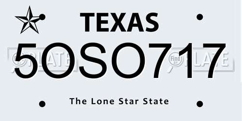 5OSO717 Texas License Plate