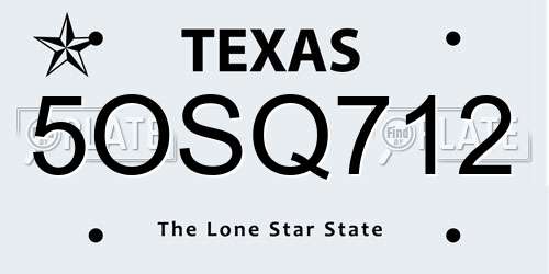 5OSQ712 Texas License Plate