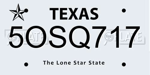 5OSQ717 Texas License Plate