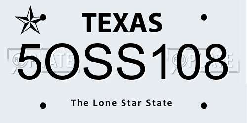 5OSS108 Texas License Plate
