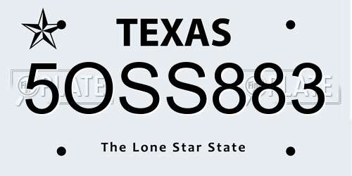 5OSS883 Texas License Plate