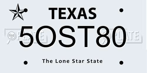 5OST80 Texas License Plate