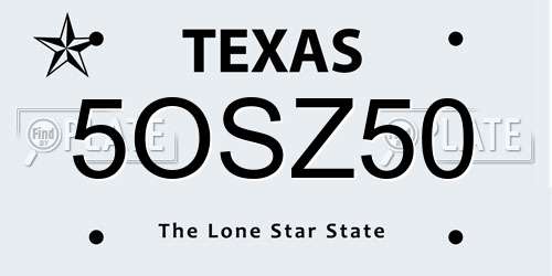 5OSZ50 Texas License Plate