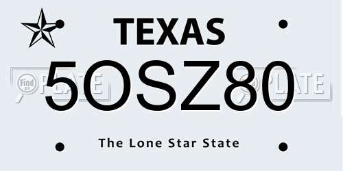 5OSZ80 Texas License Plate