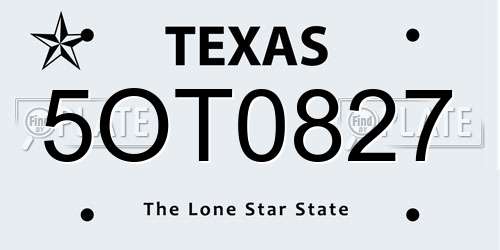 5OT0827 Texas License Plate