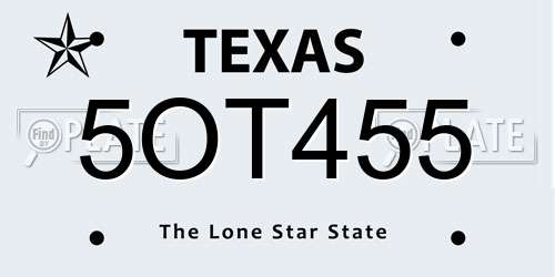 5OT455 Texas License Plate