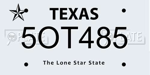 5OT485 Texas License Plate