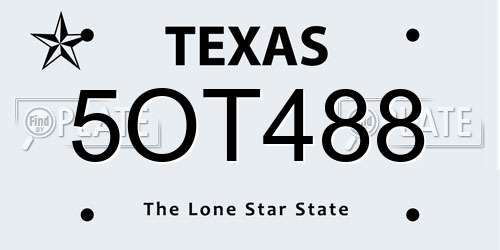 5OT488 Texas License Plate