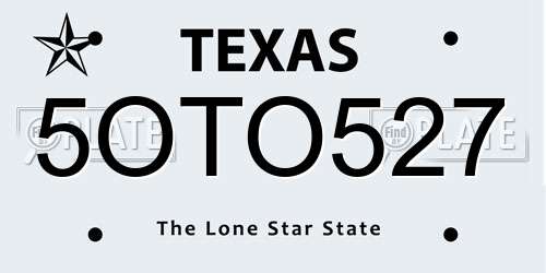 5OTO527 Texas License Plate