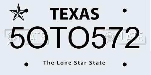 5OTO572 Texas License Plate
