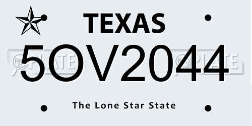 5OV2044 Texas License Plate