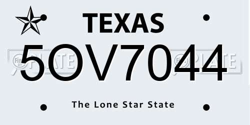 5OV7044 Texas License Plate