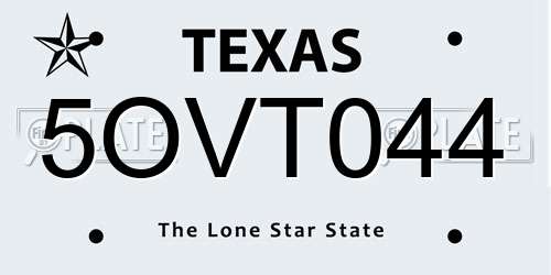 5OVT044 Texas License Plate