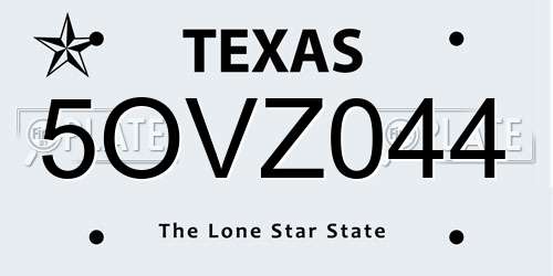 5OVZ044 Texas License Plate