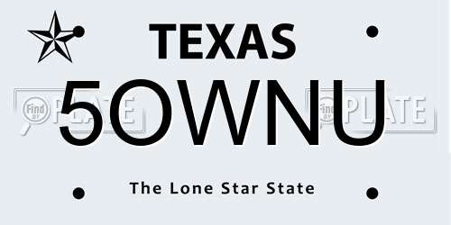 5OWNU Texas License Plate
