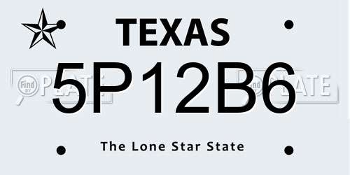 5P12B6 Texas License Plate