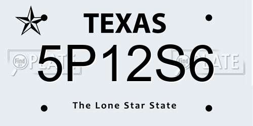 5P12S6 Texas License Plate