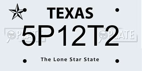 5P12T2 Texas License Plate