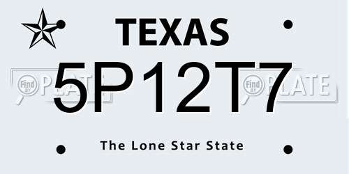 5P12T7 Texas License Plate