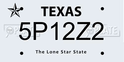 5P12Z2 Texas License Plate