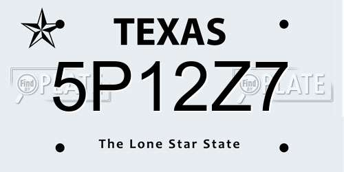 5P12Z7 Texas License Plate