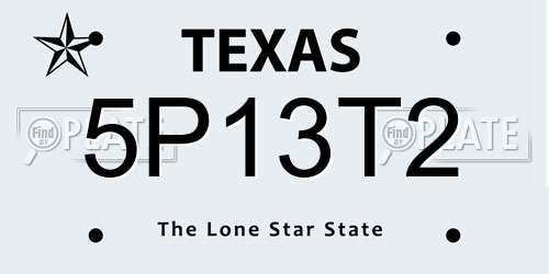5P13T2 Texas License Plate