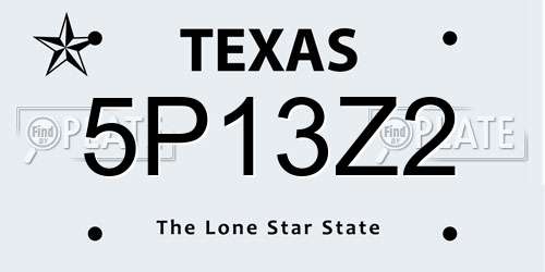 5P13Z2 Texas License Plate