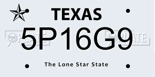 5P16G9 Texas License Plate