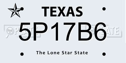 5P17B6 Texas License Plate