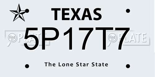 5P17T7 Texas License Plate