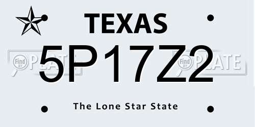 5P17Z2 Texas License Plate