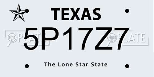 5P17Z7 Texas License Plate