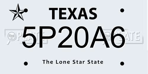 5P20A6 Texas License Plate