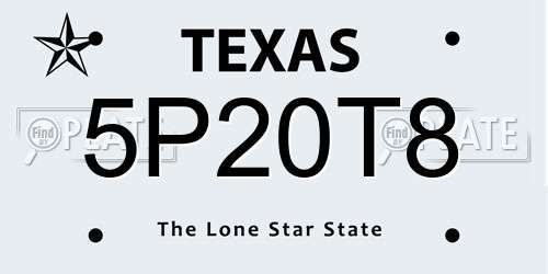 5P20T8 Texas License Plate